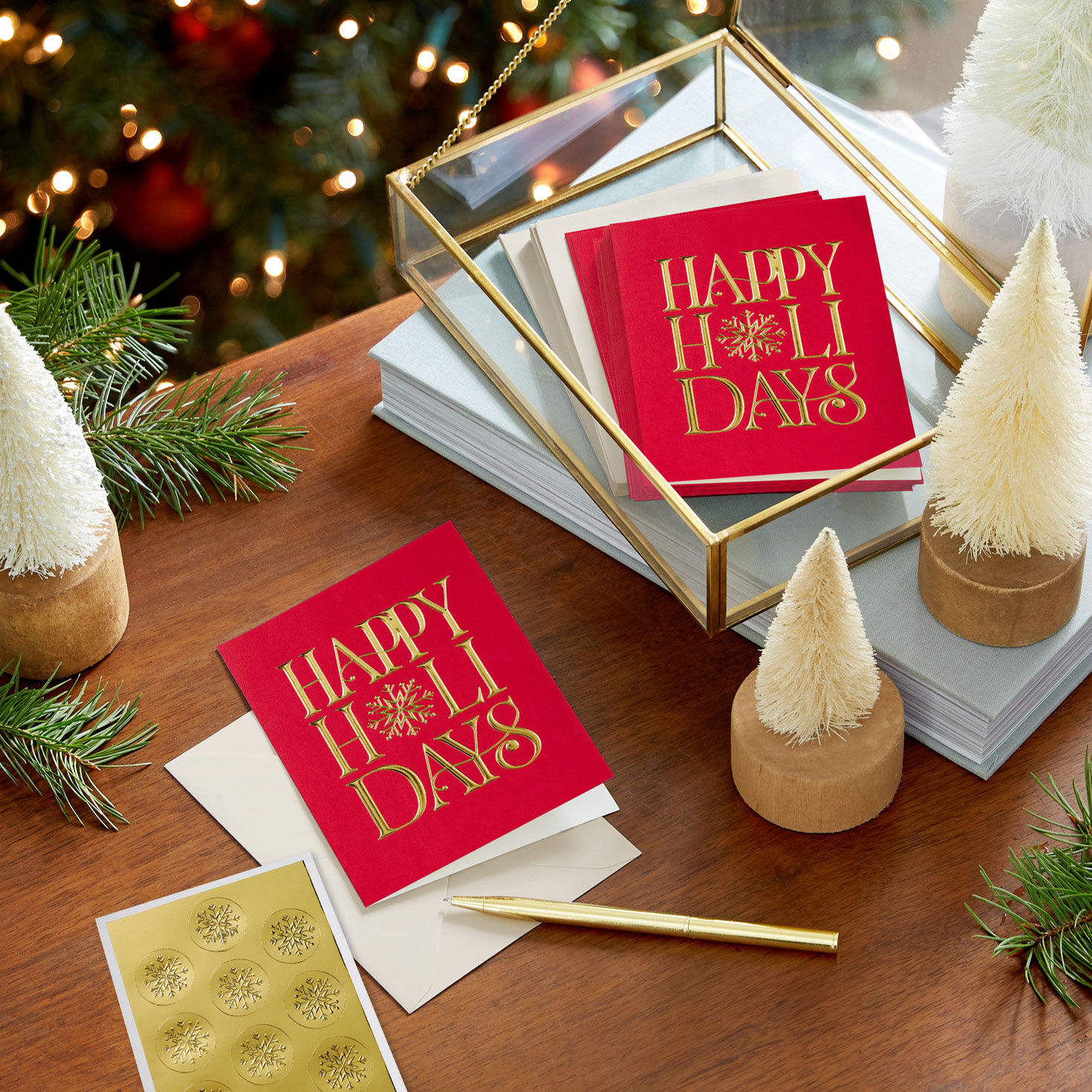 Gold Holiday Boxed Blank Christmas Notes and Seals Cover Detail image number 6