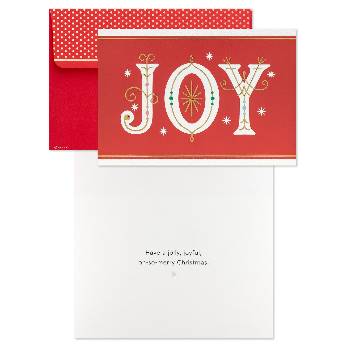 Red and White Joy Boxed Christmas Cards Card Front with Sentiment image number 2