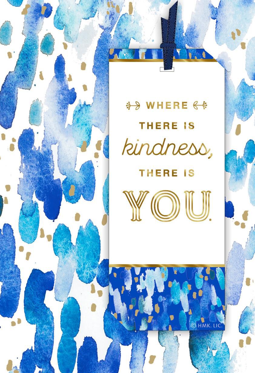 Watercolor Drops Thank You Card With Removable Bookmark