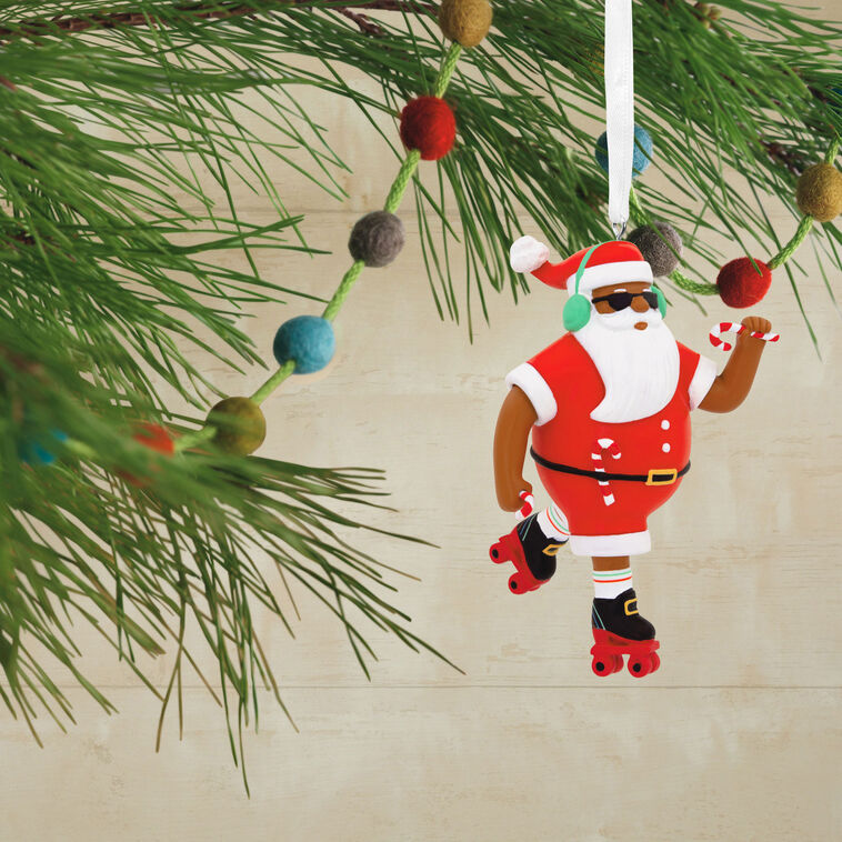 Mahogany Roller Skating Black Santa Claus Hallmark Ornament, , large image number 2
