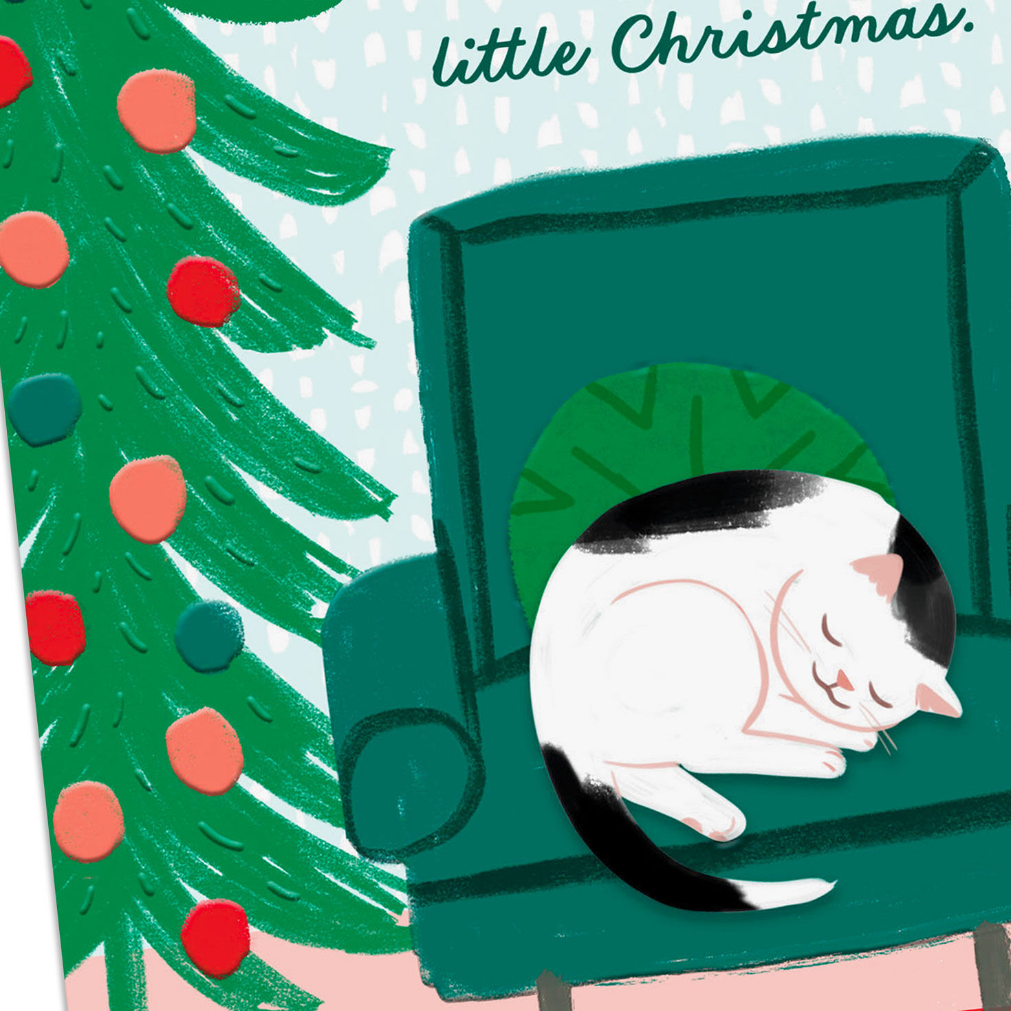 Cat Curled Up in Chair Christmas Card Card Front Detail image number 4