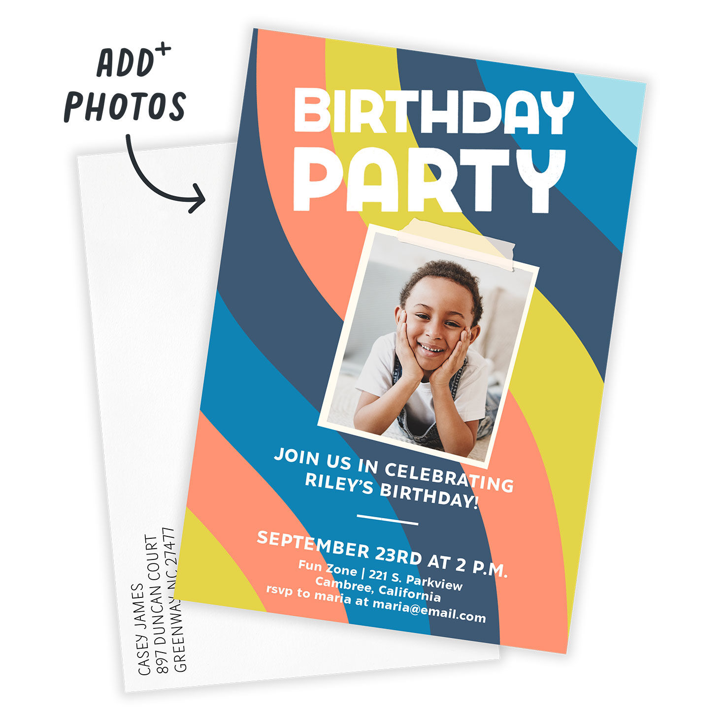 Blue Waves Birthday Invitation, , large image number 2