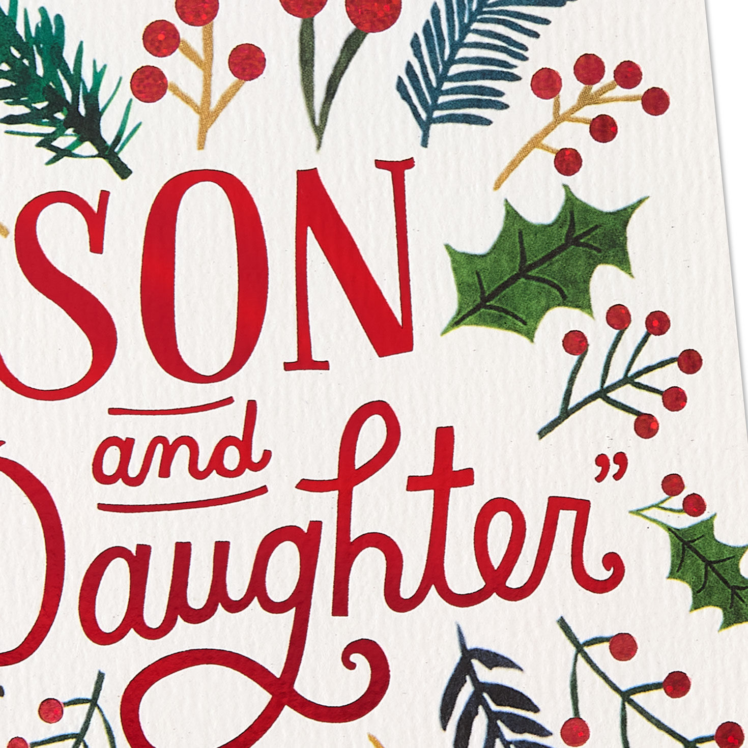 Holiday Greenery Son and Daughter-in-Law Christmas Card Card Front Detail image number 6