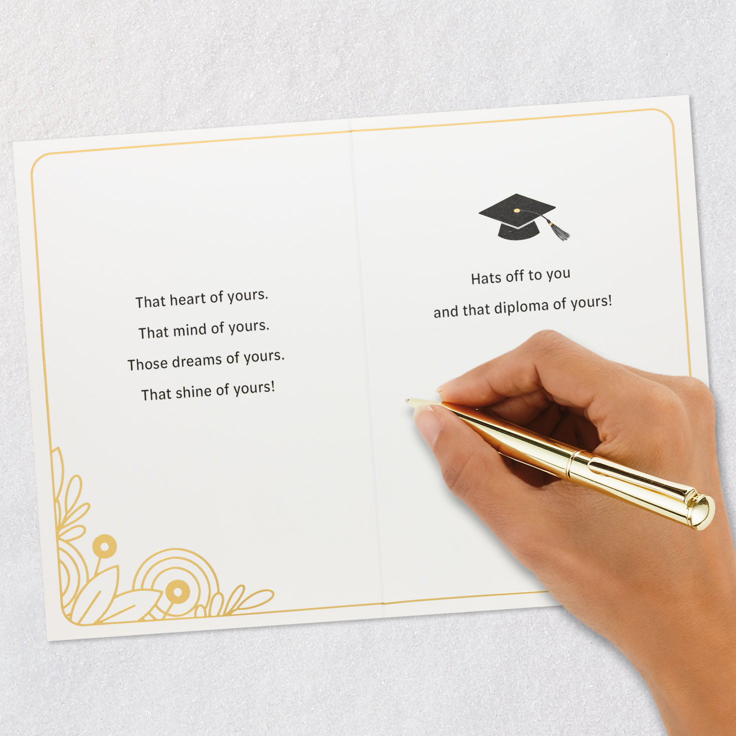 Grad Cap and Flower Doodles 2026 Graduation Card Signing card image number 7