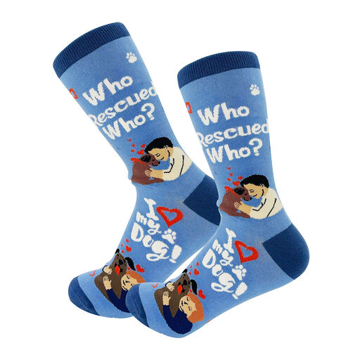 E&S Pets Happy Tails Rescue Dog Novelty Crew Socks, 