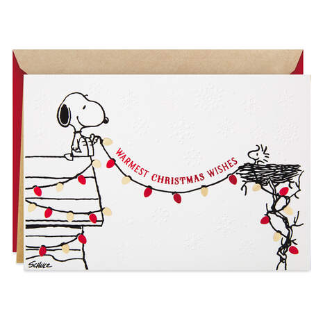 Peanuts® Snoopy Peace and Happiness Christmas Card, , large