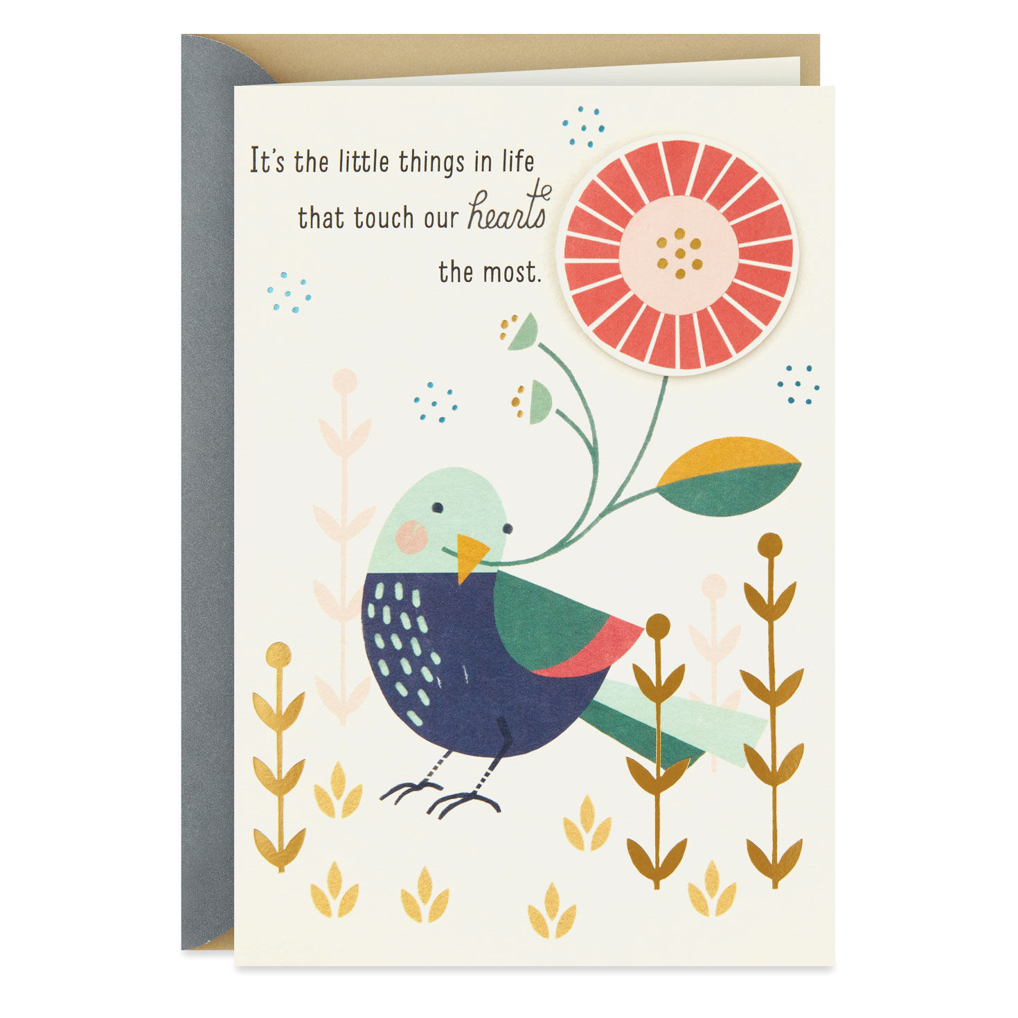 bird with flower thank you card