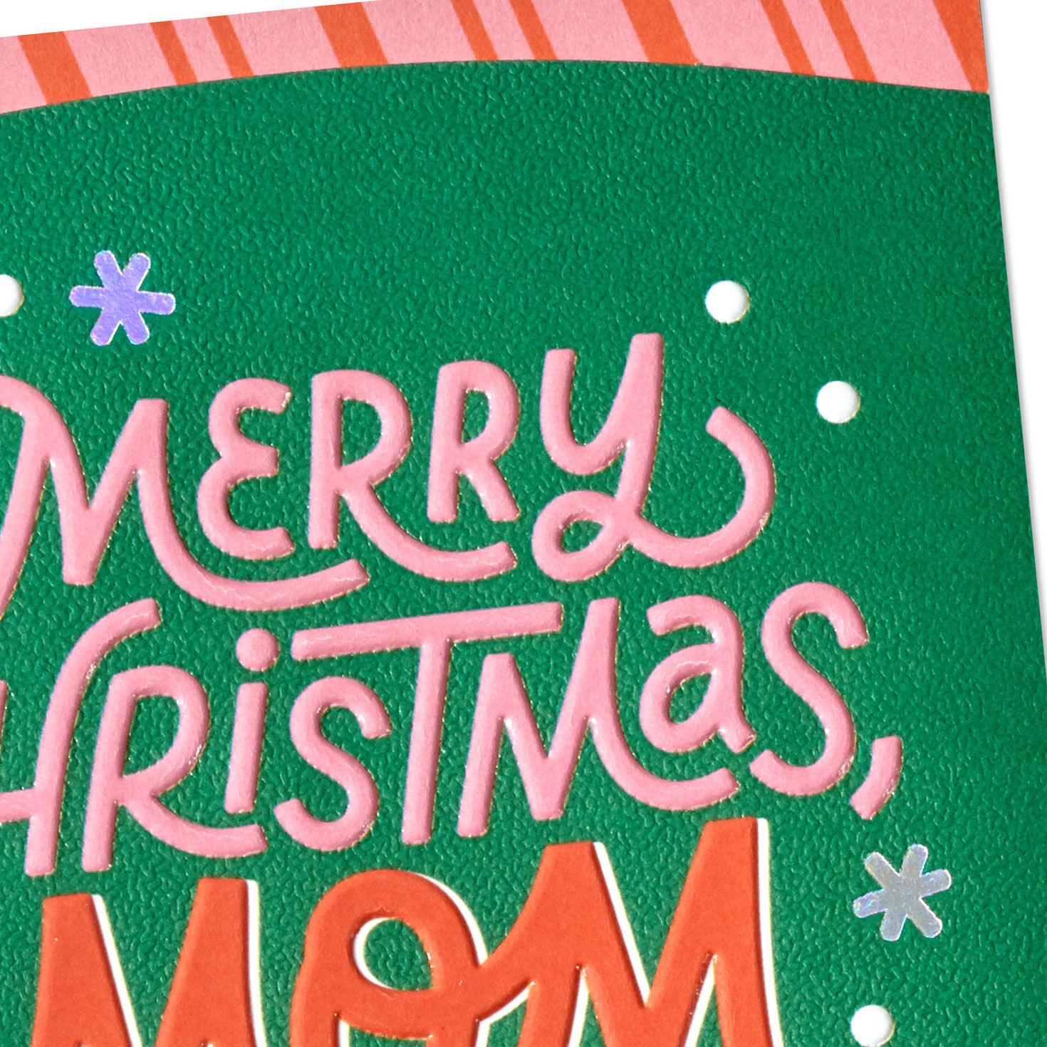 Green and Red Stripes Mom Christmas Card Card Front Detail image number 4