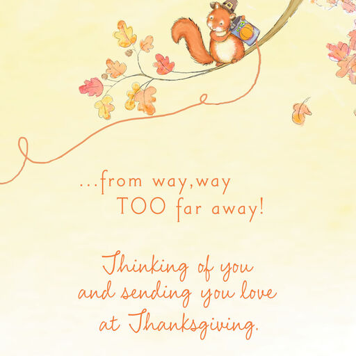 Cute Squirrel Long-Distance Hello Thanksgiving Card, 