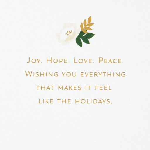 Joy Holiday Card With Floral Hoop Wreath, 