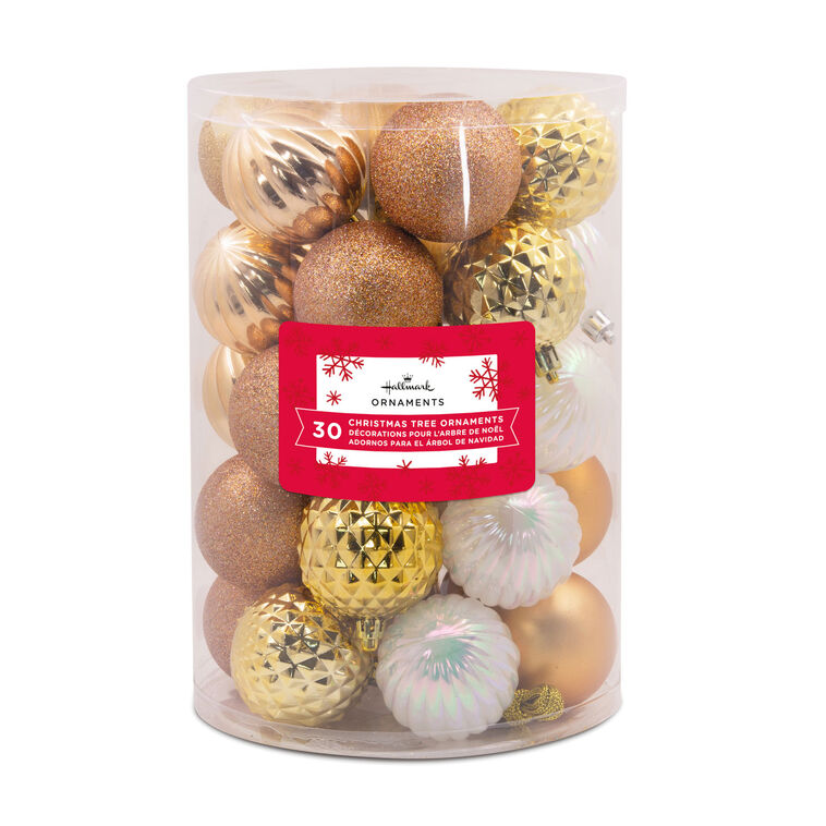 30-Piece Champagne, Gold, White Shatterproof Christmas Ornaments Set, , large image number 11