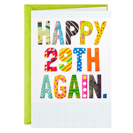 Happy 29th Again Funny Birthday Card, 