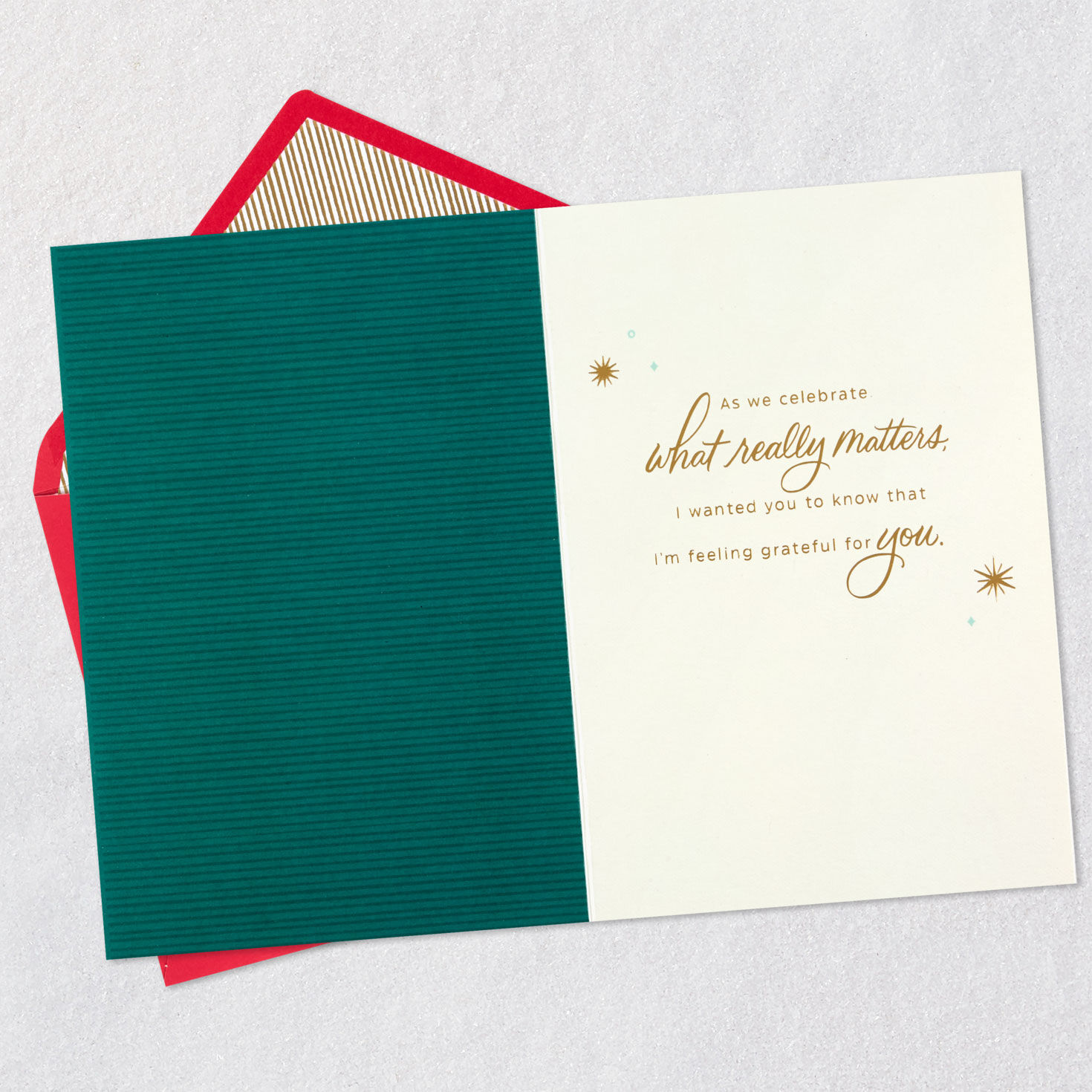 Elegant Gold and Green Christmas Card Open card with envelope image number 3