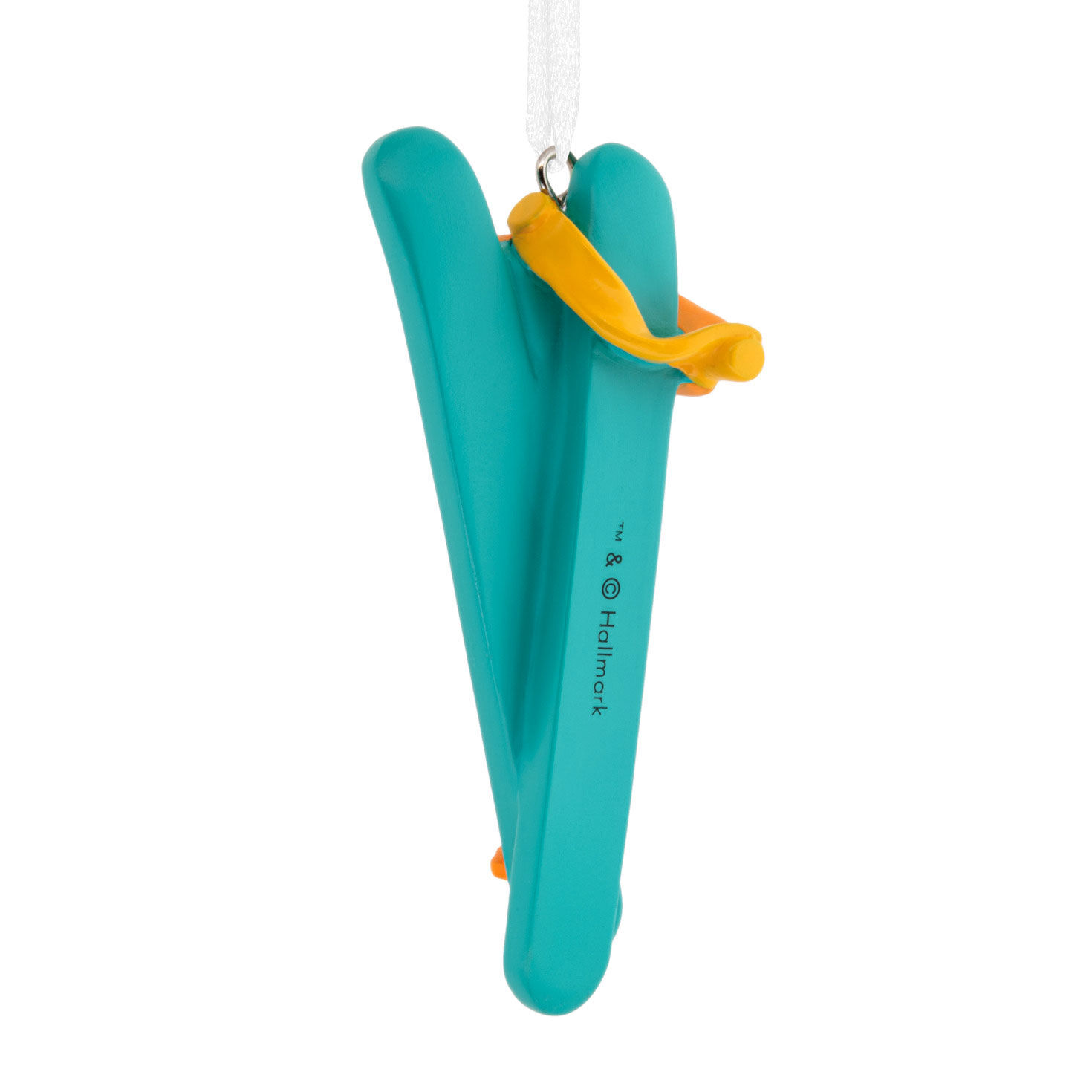 Blue Snow Skis Christmas Ornament Back image number 6