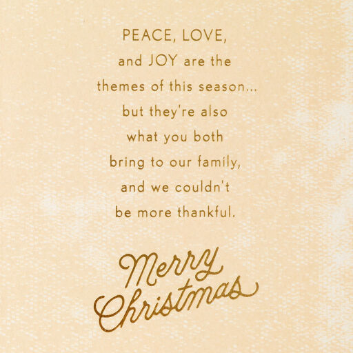 Peace, Love and Joy Christmas Card for Dad and His Partner, 