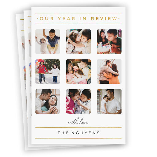 Our Year in Review Collage Flat Holiday Photo Card, 