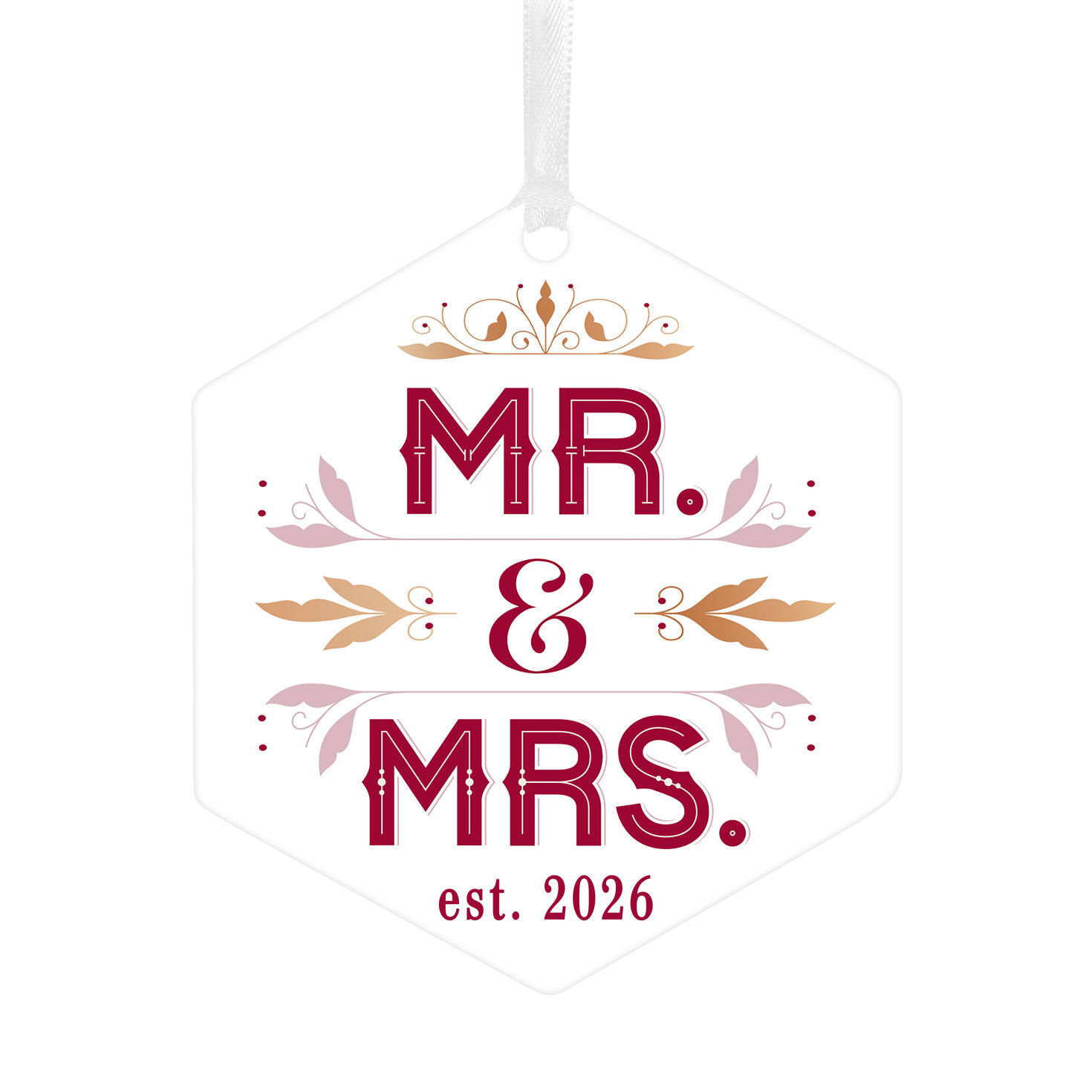 Mr. & Mrs. Metal Personalized Ornament, Custom Text
