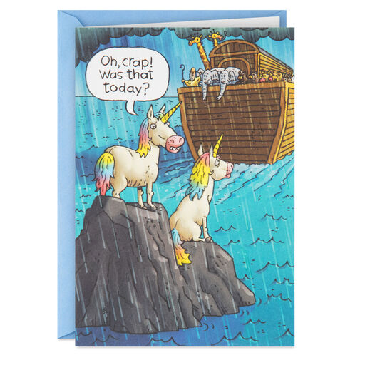 Noah's Ark Unicorns Funny Birthday Card, 