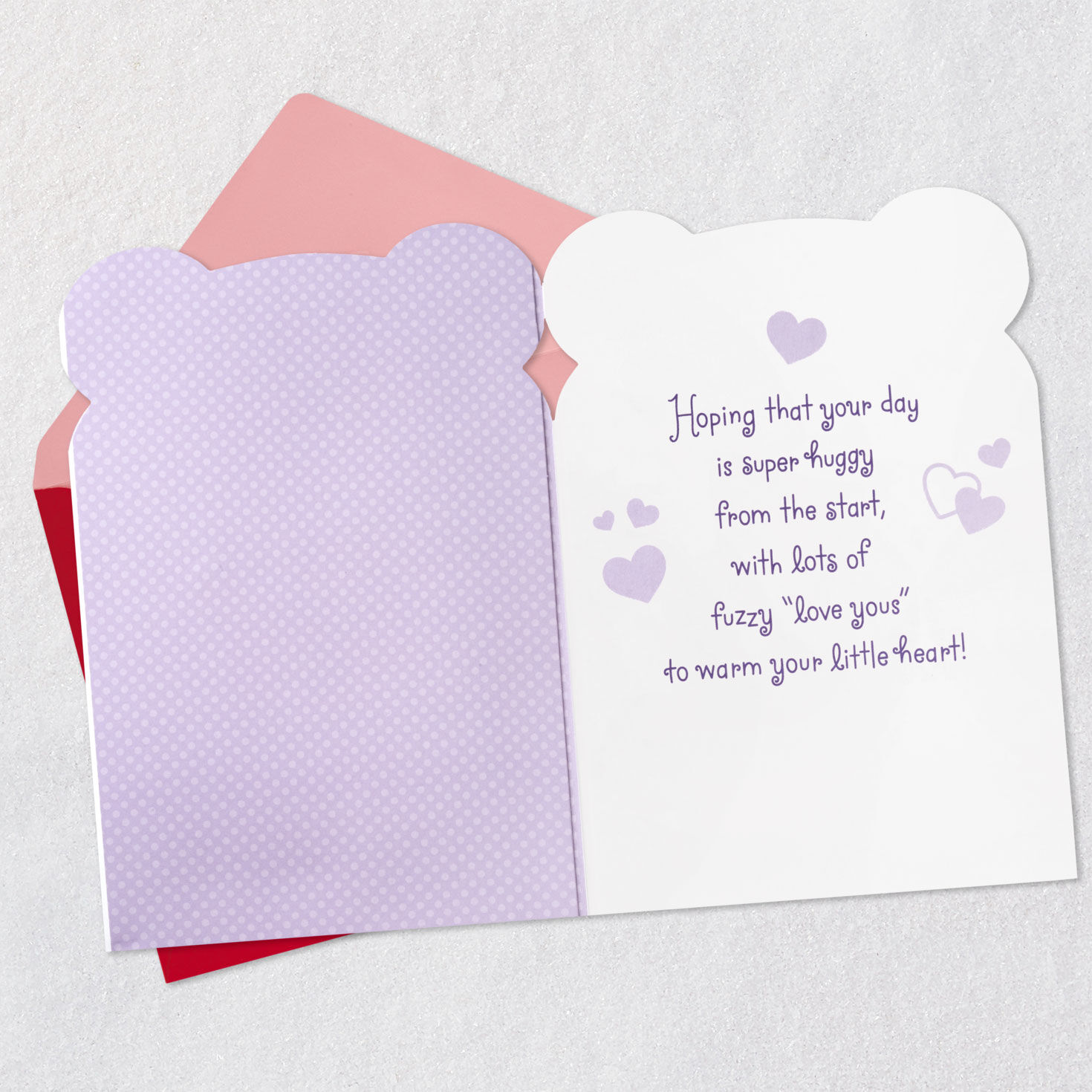 Cute Red Bear Baby's First Valentine's Day Card Open card with envelope image number 3