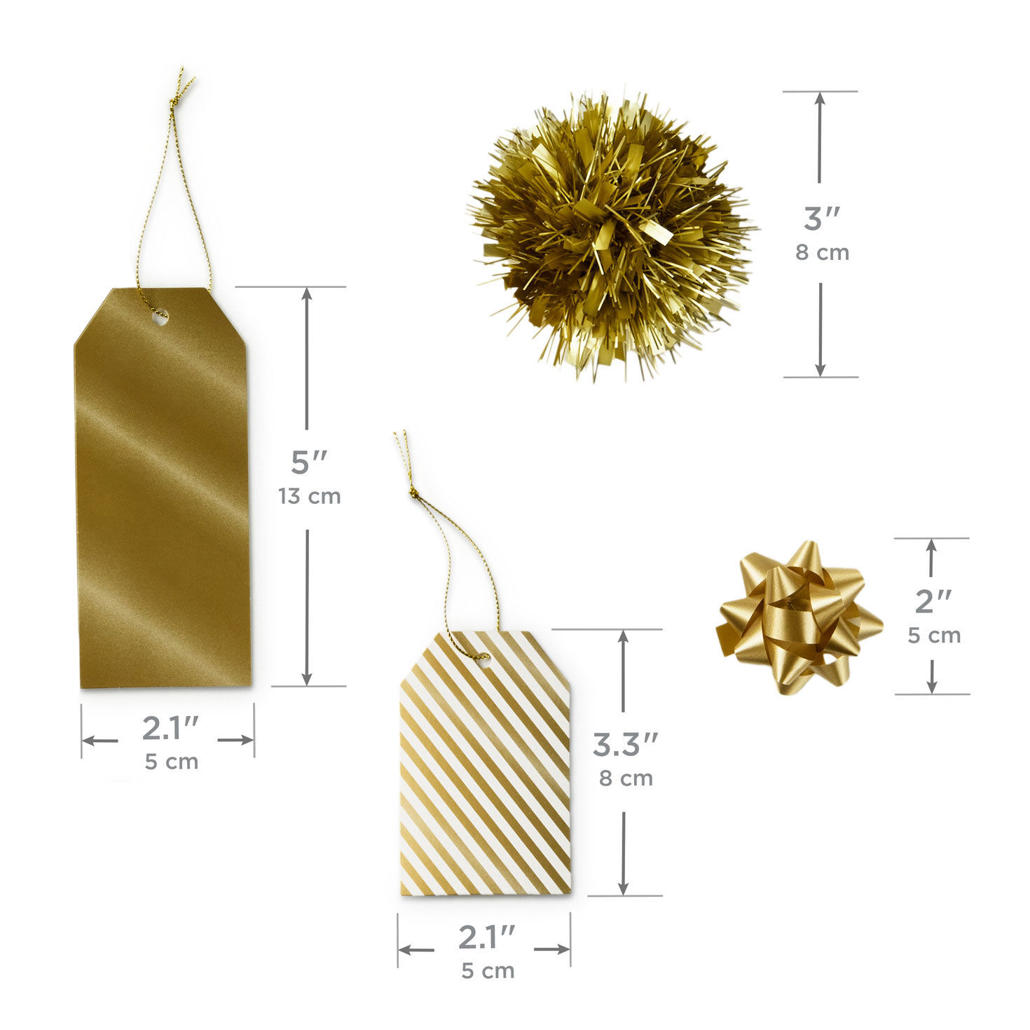 White and Gold Holiday Gift Wrap Accessories measurement image number 3