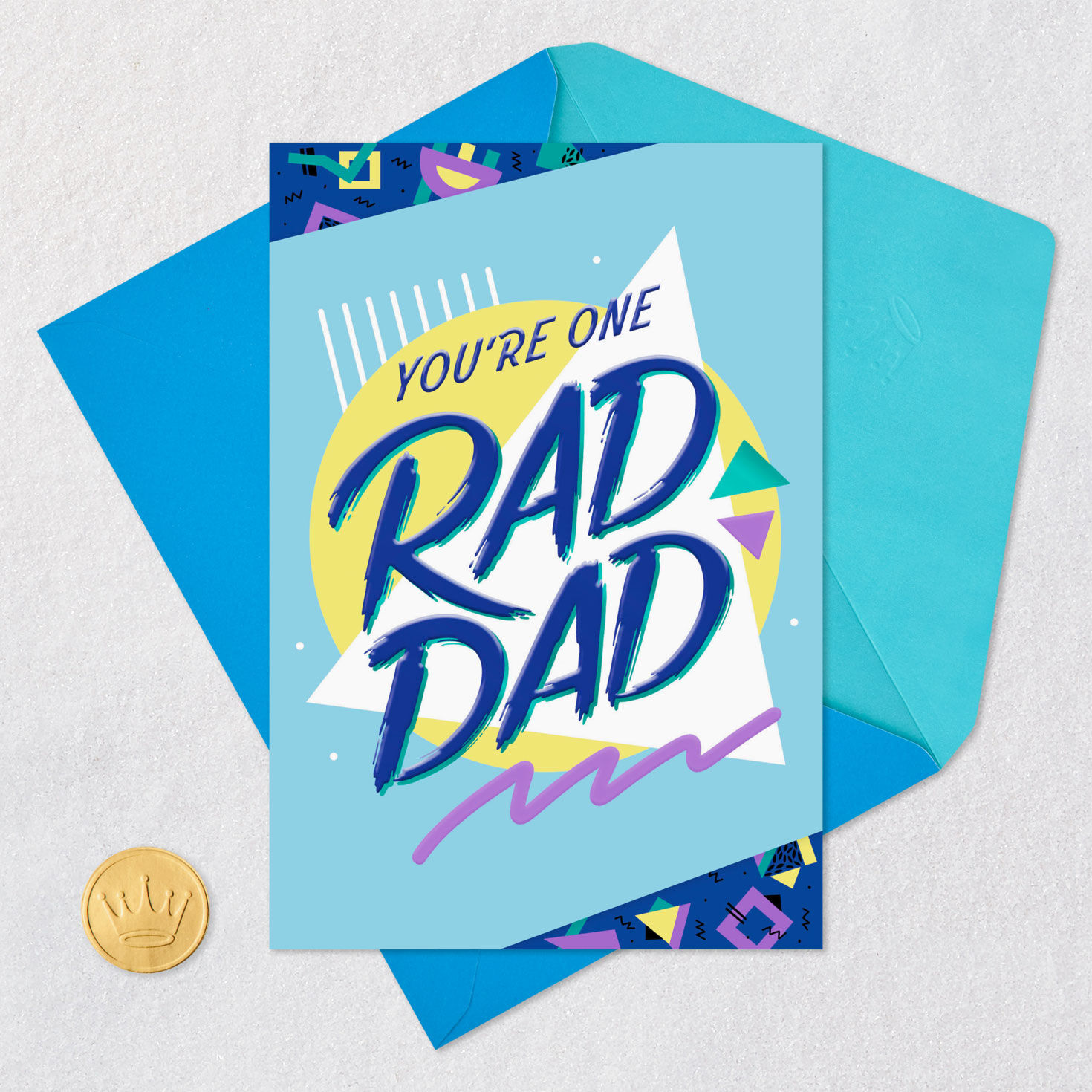 Rad Dad Cool 80s Graphics Father's Day Card Card Front with Envelope and Gold Seal image number 5