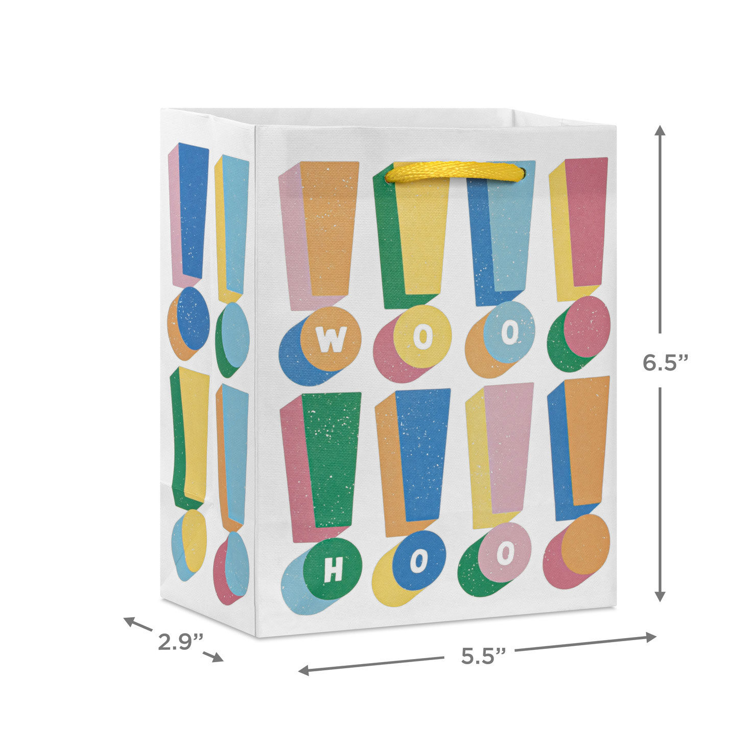 Woo Hoo Colorful Exclamations Small Gift Bag measurement image number 3