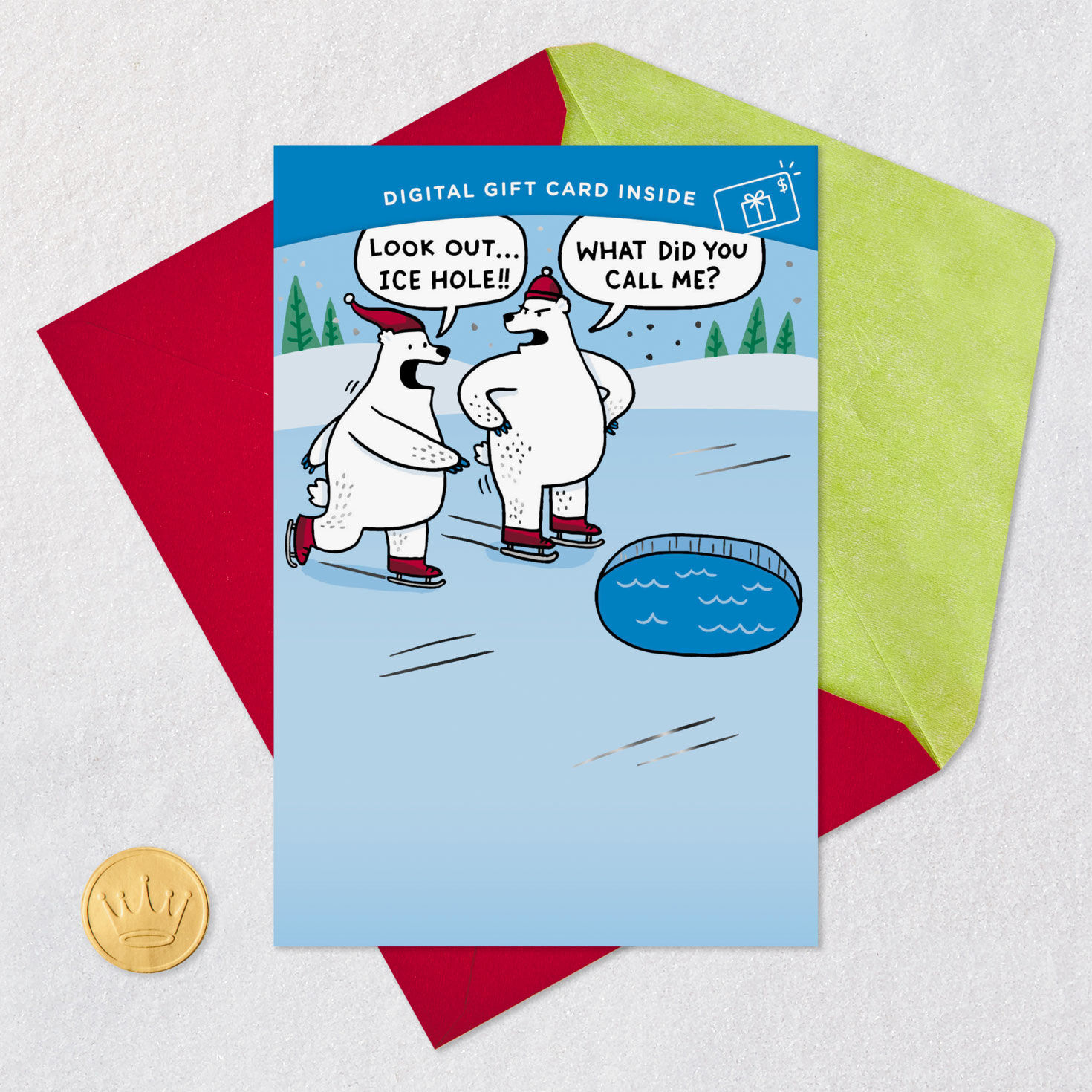 Ice Hole Skating Polar Bears Gift Card Greeting Funny Christmas Card for only USD 4.99 | Hallmark