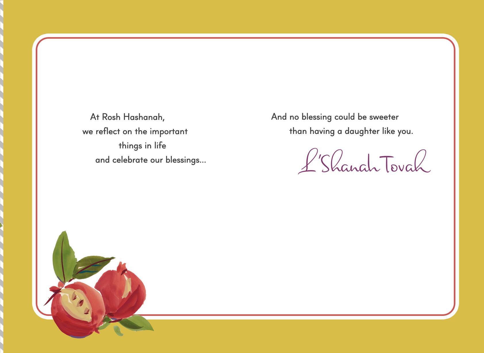 Here's to a Sweet Year Rosh Hashanah Card for Daughter