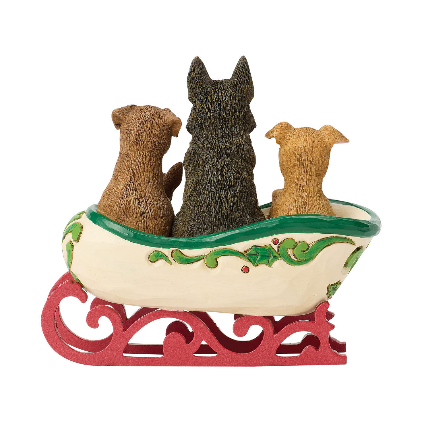 Dogs in Santa's Rescue Sleigh Jim Shore Statue Back image number 2
