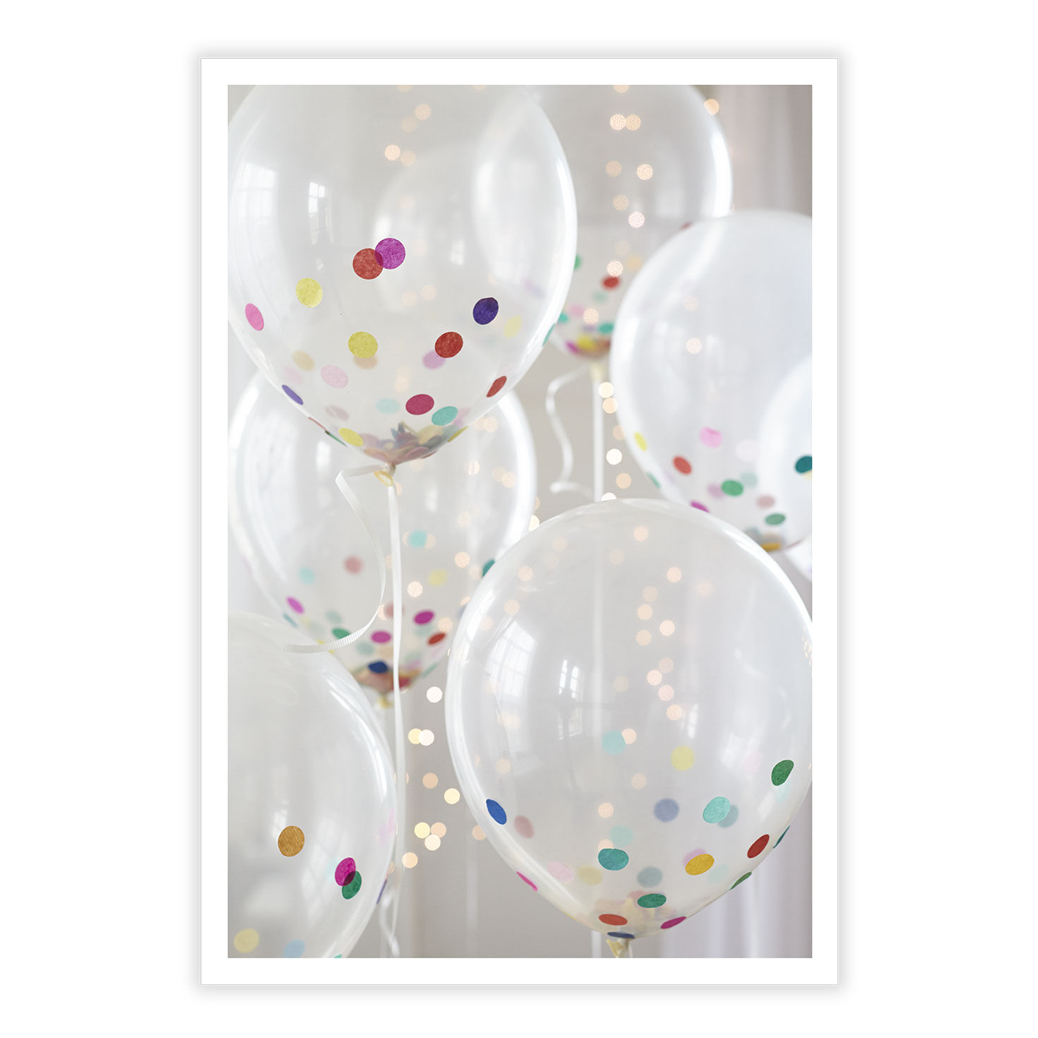 Confetti in Clear Balloons Personalized Card front image number 2