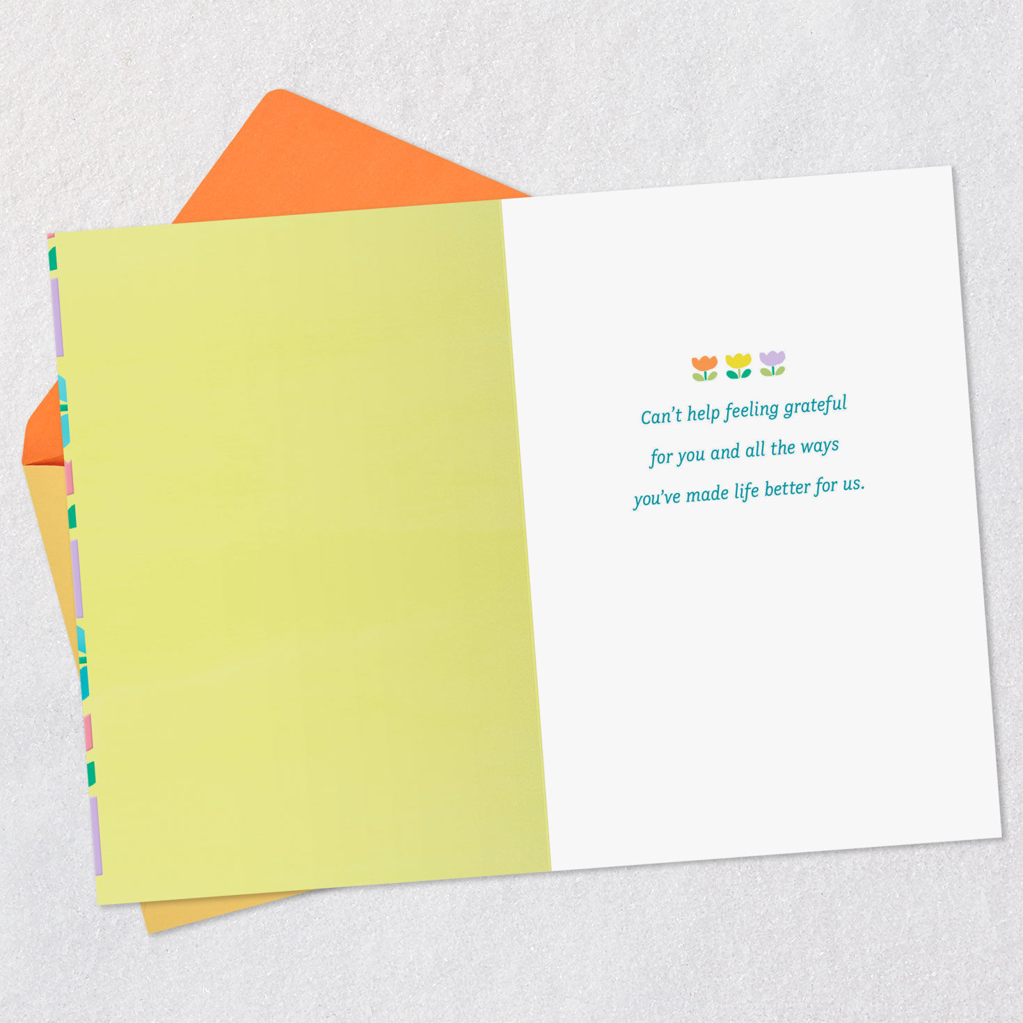 Abstract Tulips on Yellow Easter Card for Parents Open card with envelope image number 3