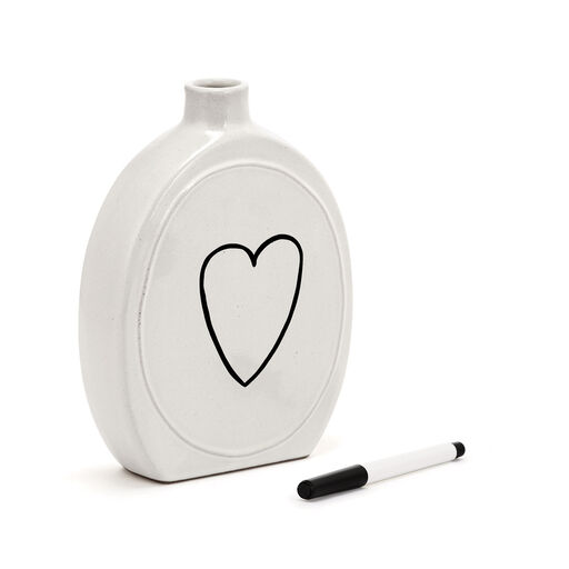 Write On! Oval Ceramic Vase With Dry Erase Marker, 6", 