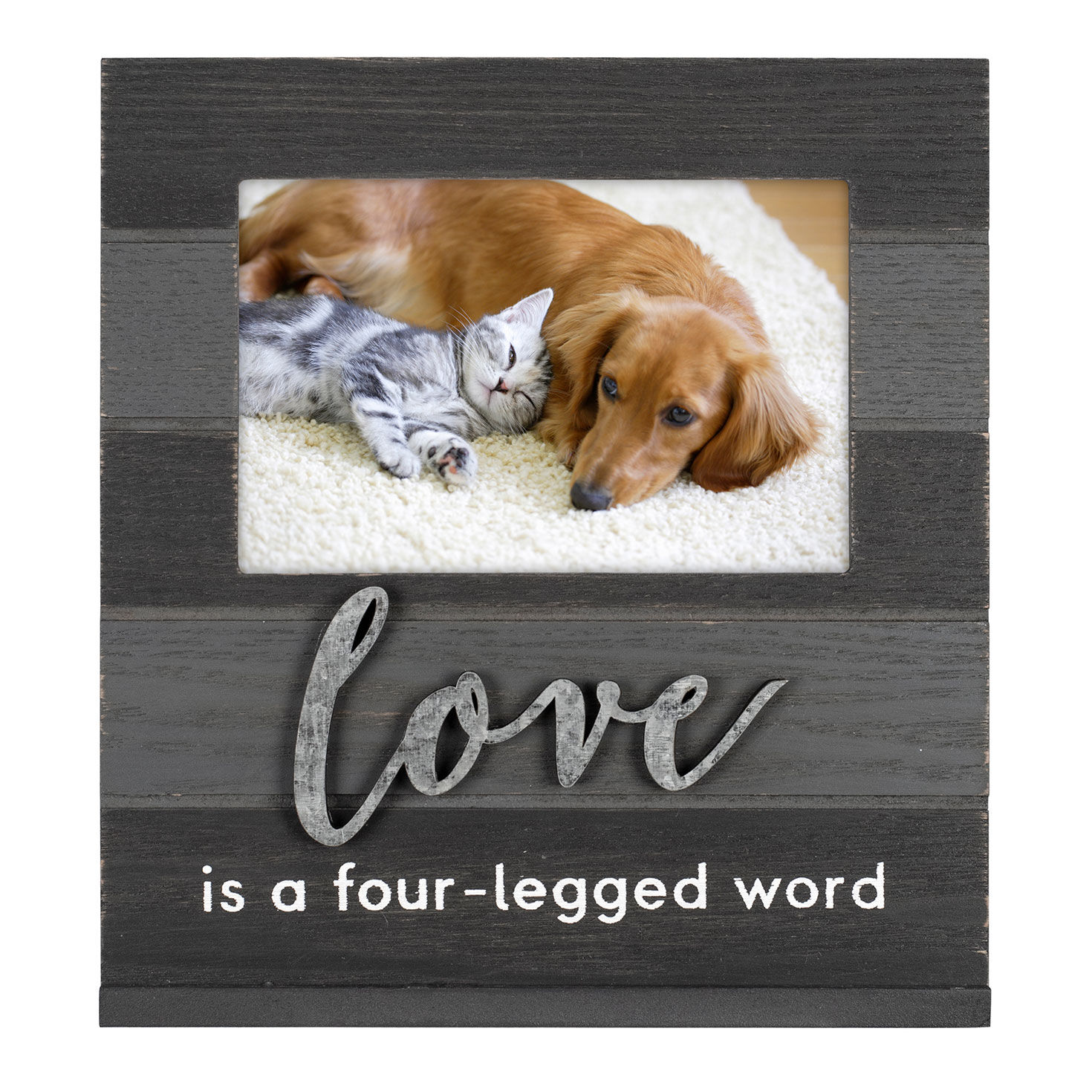 Adorable PUPPY LOVE Wooden Picture Frame Holds 4 x 6 Picture Puppy Love All Over 