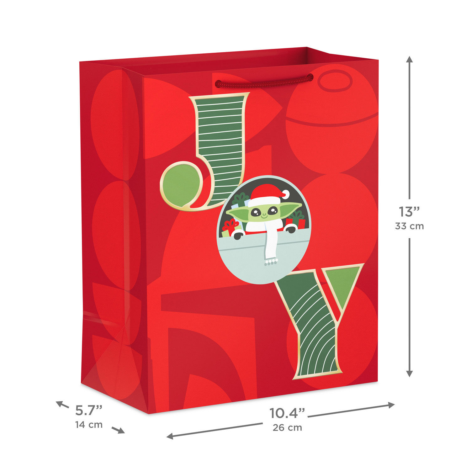 Grogu in Joy Lettering Large Christmas Gift Bag measurement image number 3