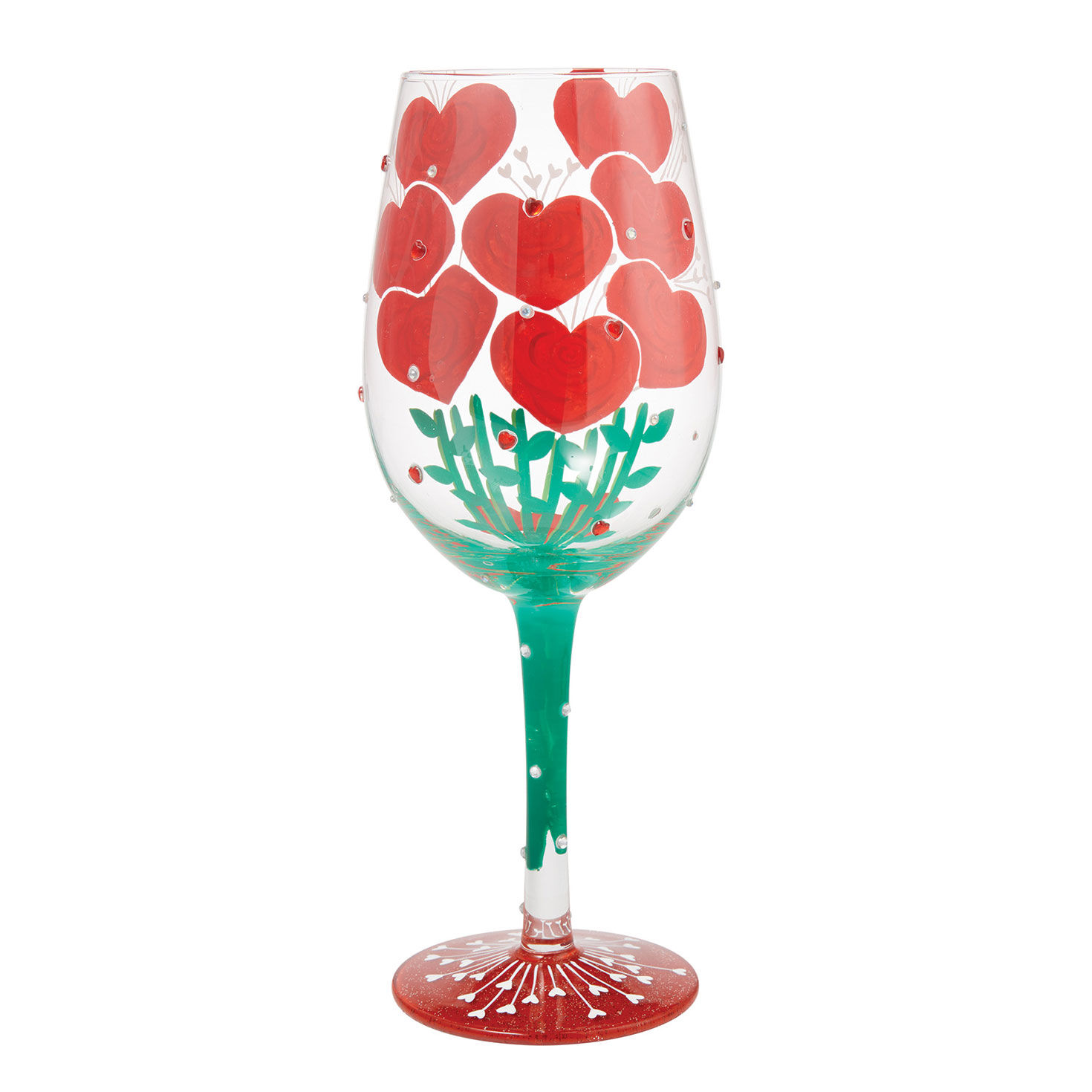 Lolita Valentine's Day Red Rose Hearts Wine Glass  image number 3