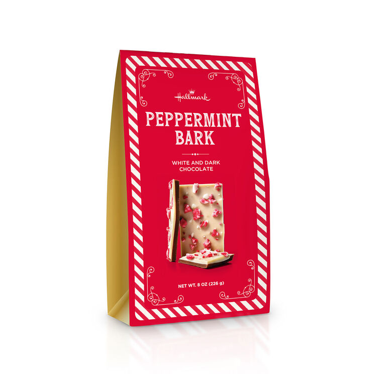 White and Dark Chocolate Peppermint Bark in Box, 8 oz.