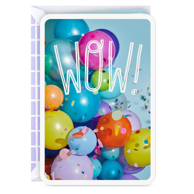 Wow Balloons and Confetti Congratulations Card