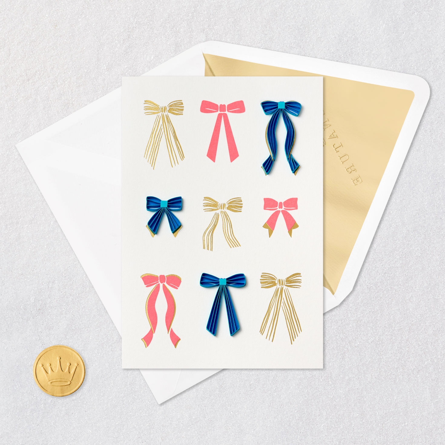 Rows of Bows Quilled Signature Birthday Card Card Front with Envelope and Gold Seal image number 6