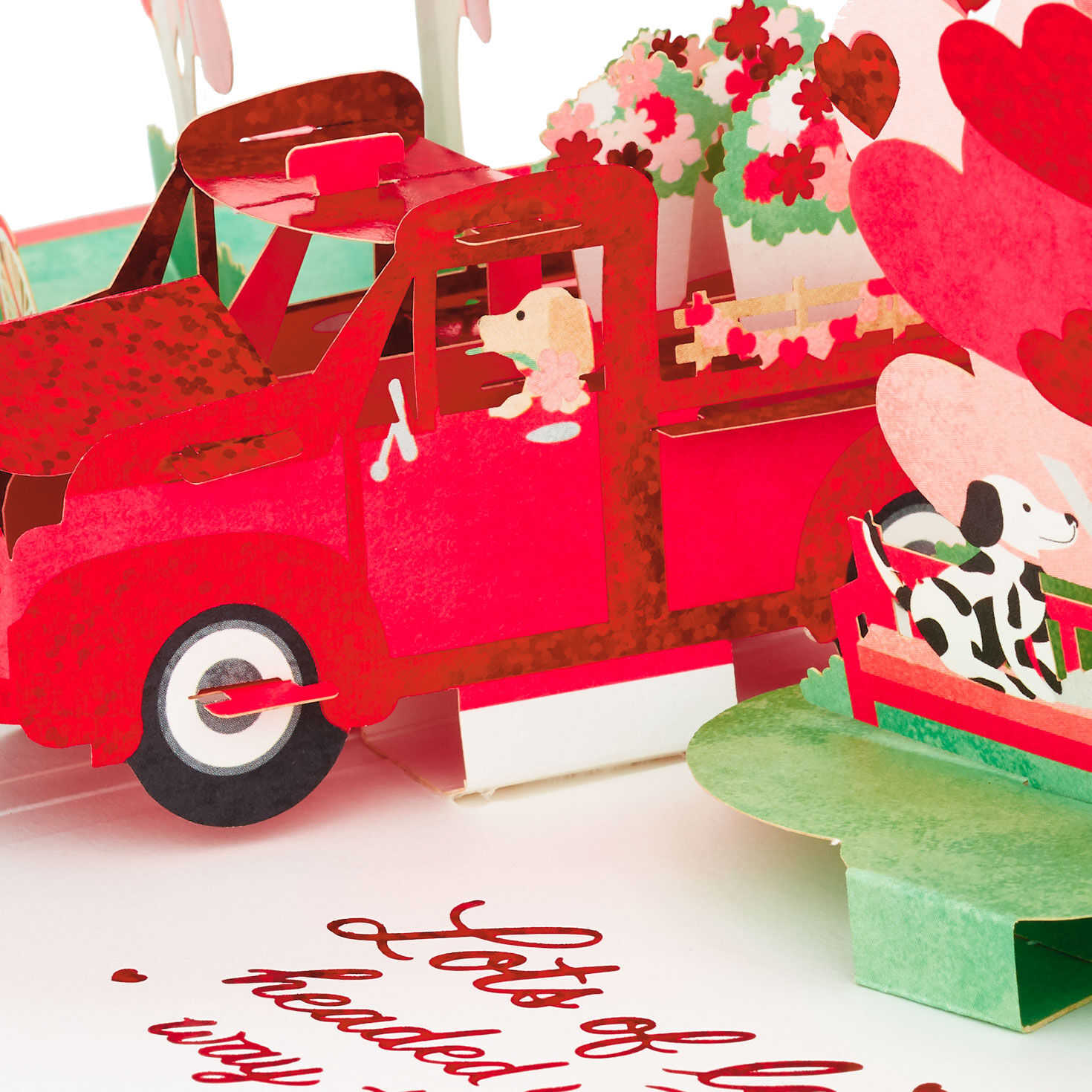 Red Truck With Flowers 3D Pop-Up Valentine's Day Card popup detail image number 2