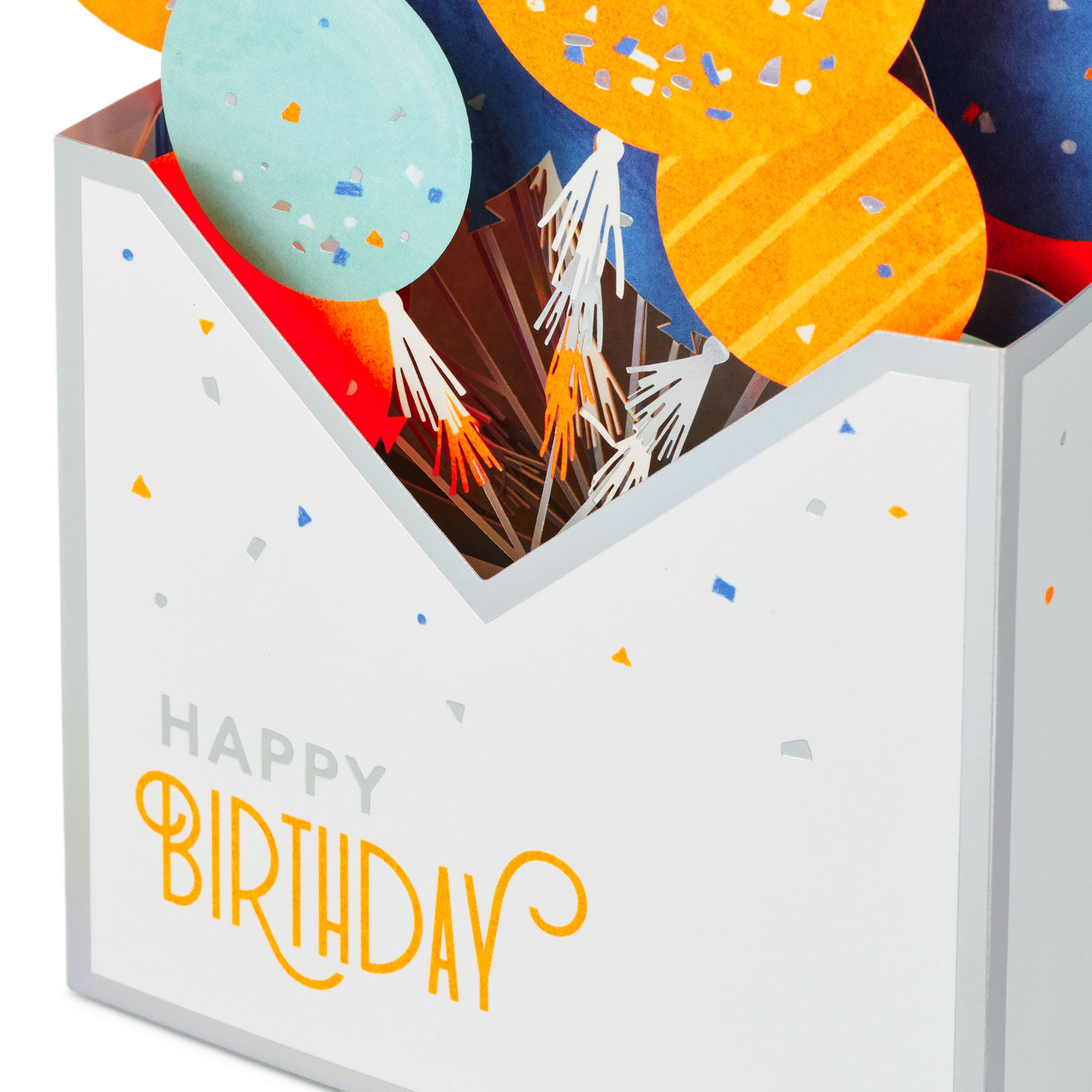 Orange and Blue Balloons Pop-Up Birthday Card Card Front Detail image number 4
