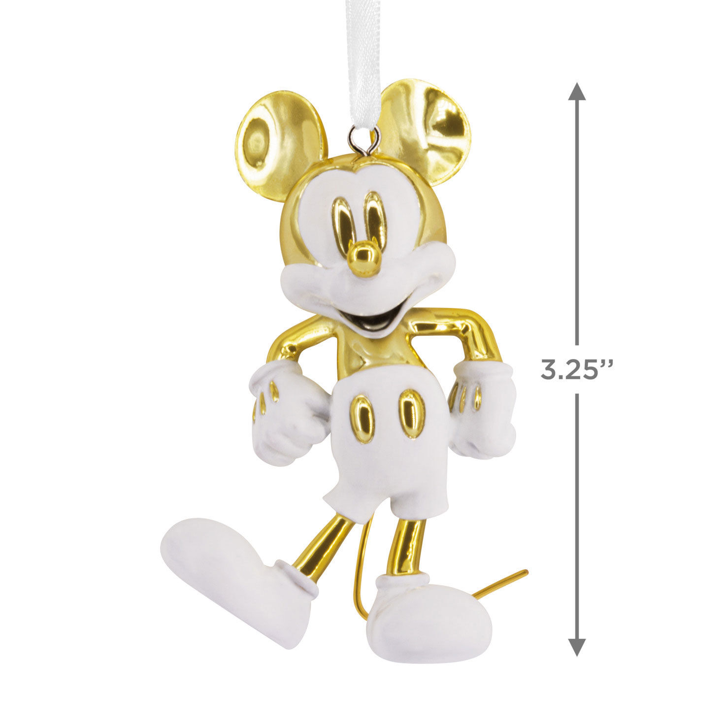 White Gold Mickey Mouse Christmas Ornament measurement image number 3