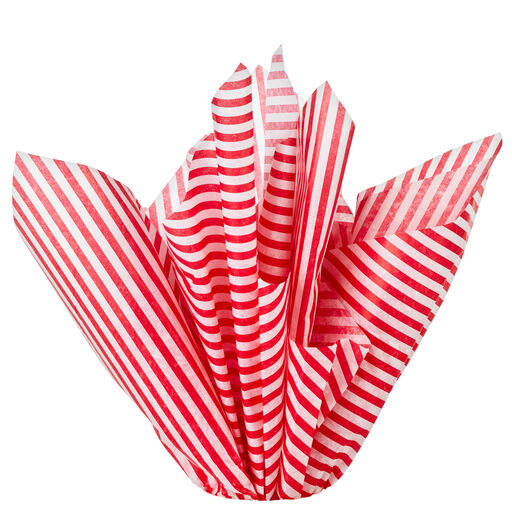 Red and White Stripe Tissue Paper, 6 sheets, 