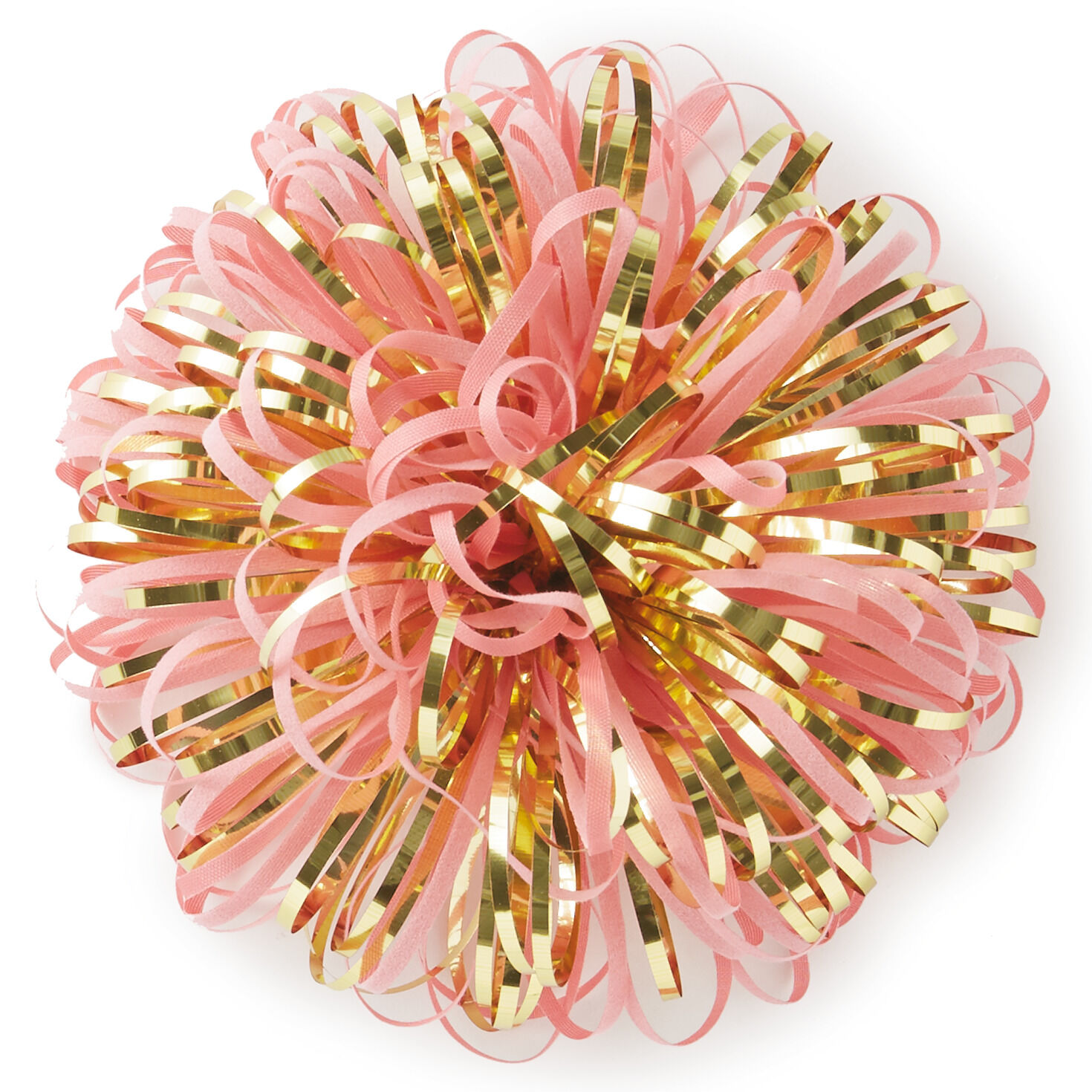 Pink and Gold Metallic Pom Pom Gift Bow, 5"