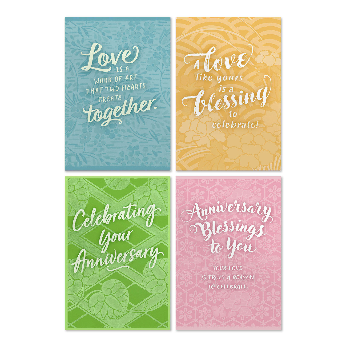 Colorful Designs Assorted Religious Anniversary Cards, Box of 12