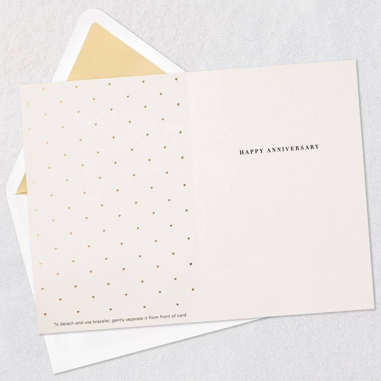 Black and White Anniversary Card With Bracelet Open card with envelope image number 3