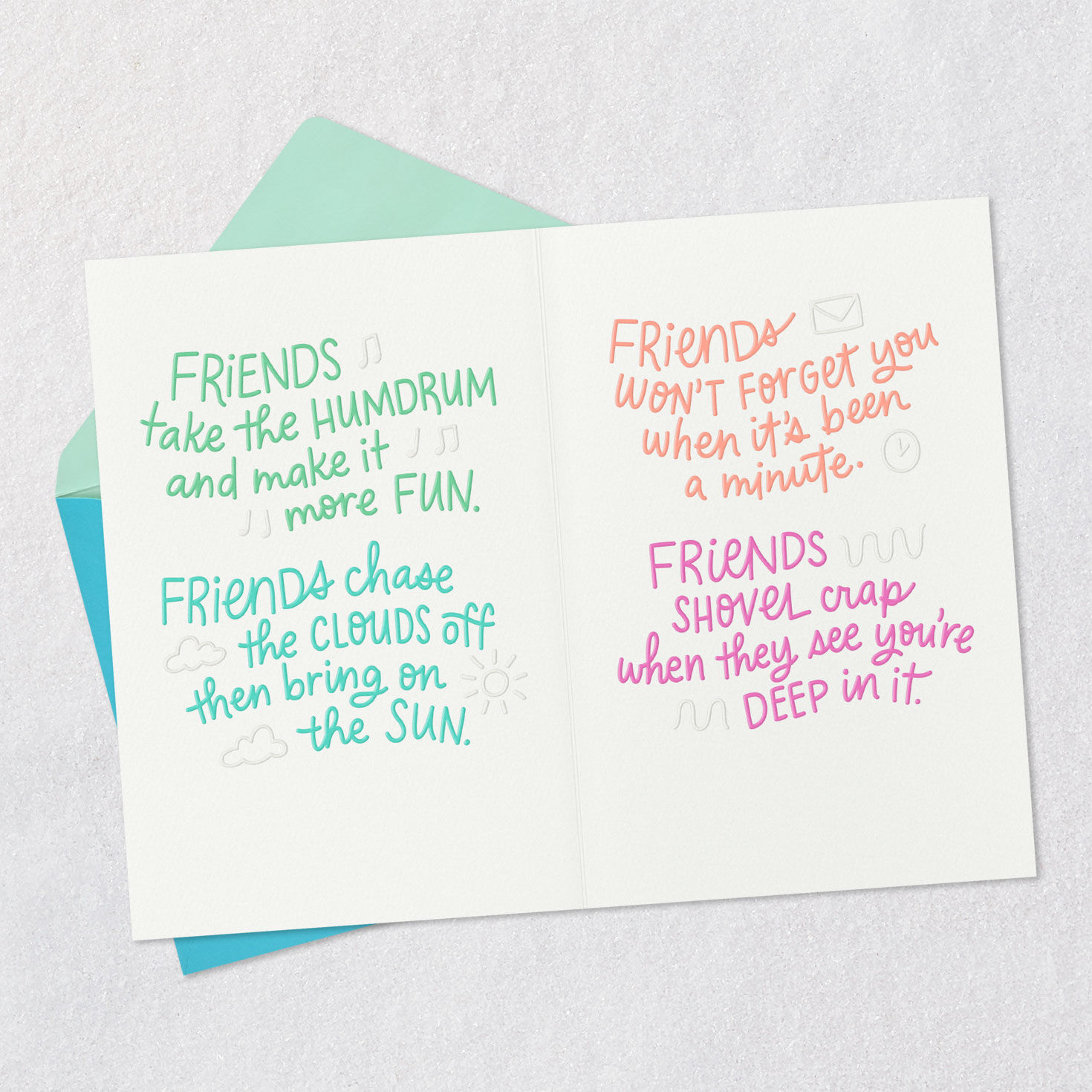 Pastel Hand Lettering Friendship Card Open card with envelope image number 4