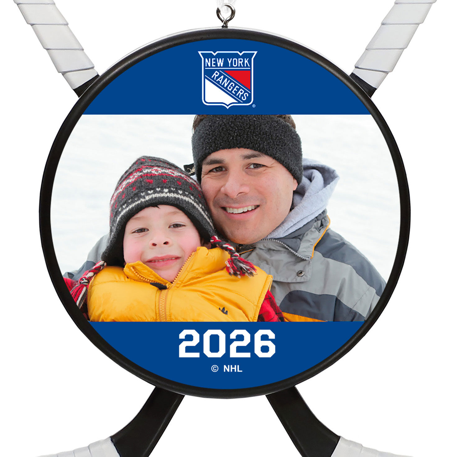 NHL New York Rangers&reg; Hockey Personalized Ornament, Custom Photo and Text upclose view image number 5