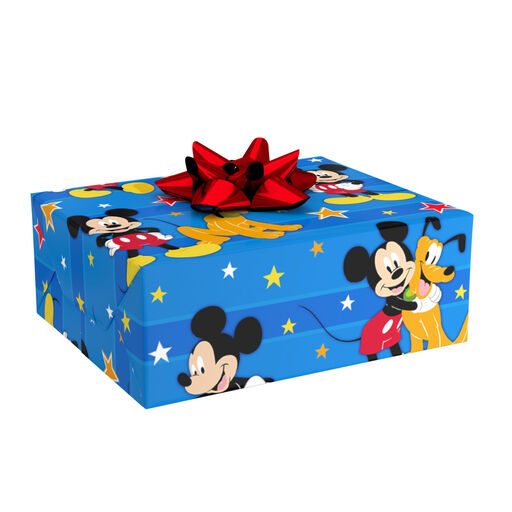 Disney Mickey Mouse and Pluto on Blue Wrapping Paper, 17.5 sq. ft., 