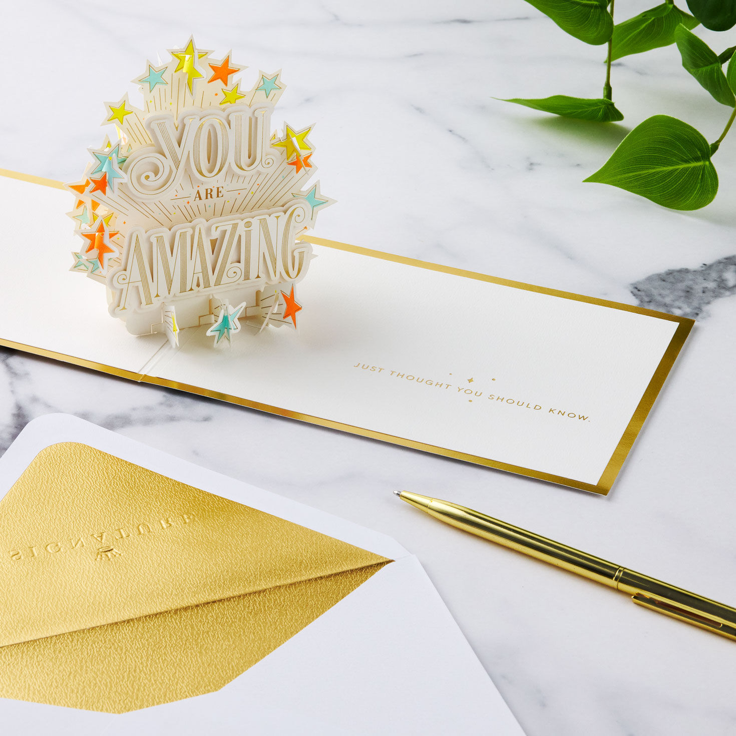 Colorful Stars Pop-up Encouragement Card Open card with envelope and pen image number 8