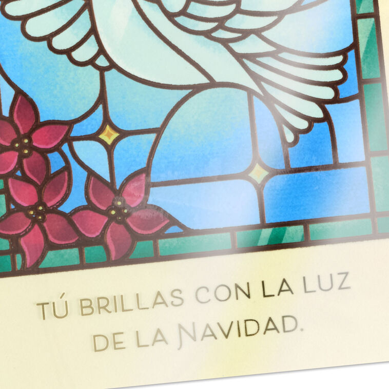 Stained Glass Window Dove Spanish Christmas Card for Mom Card Front Detail image number 6
